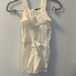 Tyess Textured White Sleeveless Dress